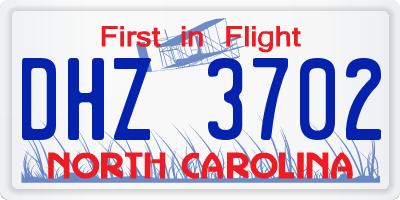 NC license plate DHZ3702