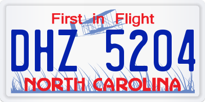 NC license plate DHZ5204