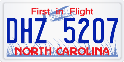 NC license plate DHZ5207