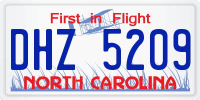 NC license plate DHZ5209