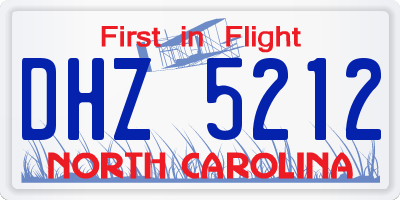 NC license plate DHZ5212