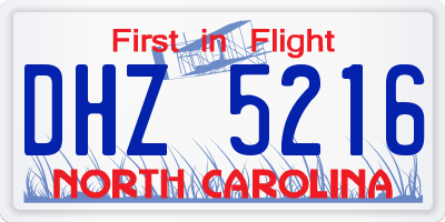 NC license plate DHZ5216