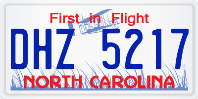NC license plate DHZ5217