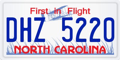 NC license plate DHZ5220