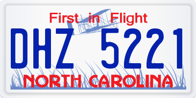 NC license plate DHZ5221