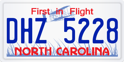NC license plate DHZ5228