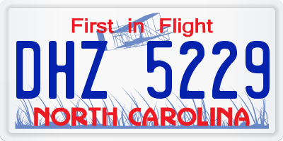 NC license plate DHZ5229