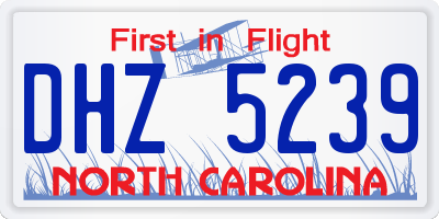 NC license plate DHZ5239