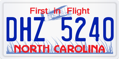 NC license plate DHZ5240