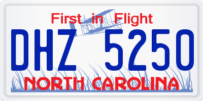 NC license plate DHZ5250