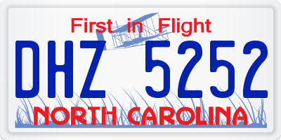 NC license plate DHZ5252