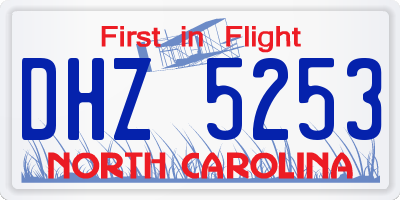 NC license plate DHZ5253