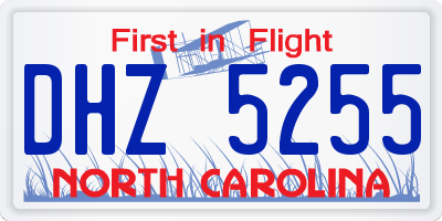 NC license plate DHZ5255
