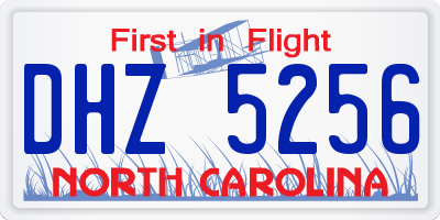NC license plate DHZ5256