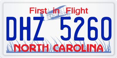NC license plate DHZ5260