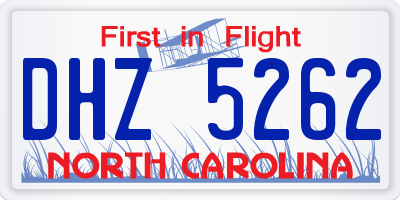 NC license plate DHZ5262