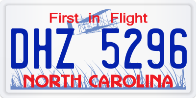 NC license plate DHZ5296