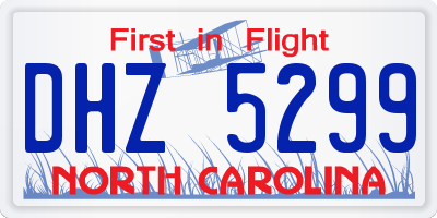 NC license plate DHZ5299