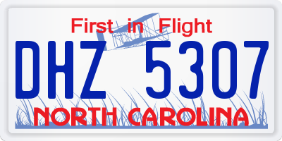 NC license plate DHZ5307