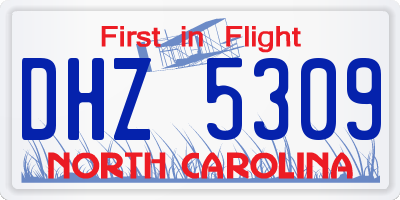 NC license plate DHZ5309