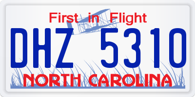 NC license plate DHZ5310