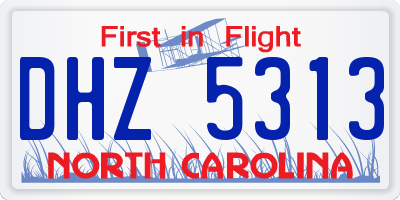 NC license plate DHZ5313