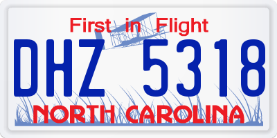 NC license plate DHZ5318