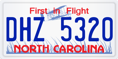 NC license plate DHZ5320