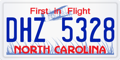 NC license plate DHZ5328