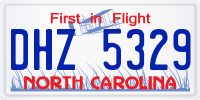 NC license plate DHZ5329