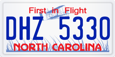 NC license plate DHZ5330