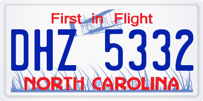 NC license plate DHZ5332