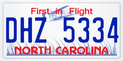NC license plate DHZ5334