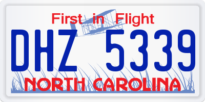 NC license plate DHZ5339