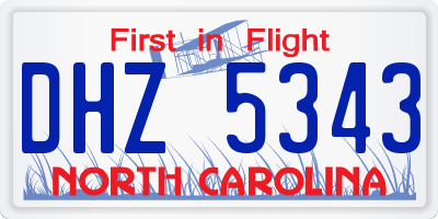 NC license plate DHZ5343