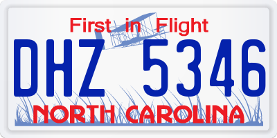 NC license plate DHZ5346