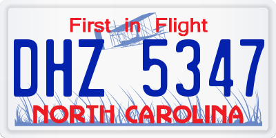 NC license plate DHZ5347