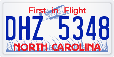 NC license plate DHZ5348