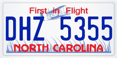 NC license plate DHZ5355