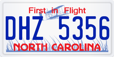 NC license plate DHZ5356