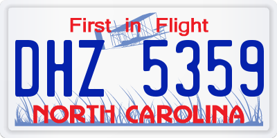 NC license plate DHZ5359