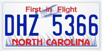 NC license plate DHZ5366