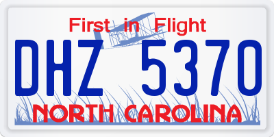 NC license plate DHZ5370