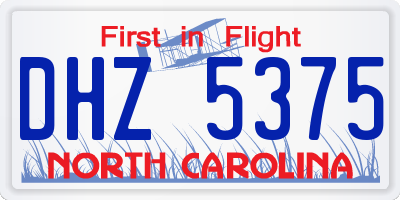 NC license plate DHZ5375
