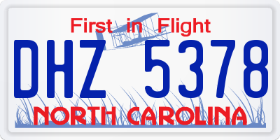 NC license plate DHZ5378
