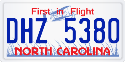 NC license plate DHZ5380