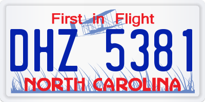 NC license plate DHZ5381