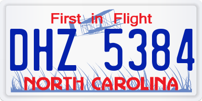 NC license plate DHZ5384