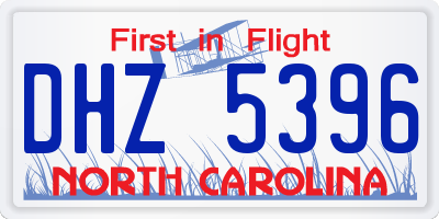 NC license plate DHZ5396
