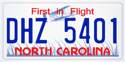 NC license plate DHZ5401
